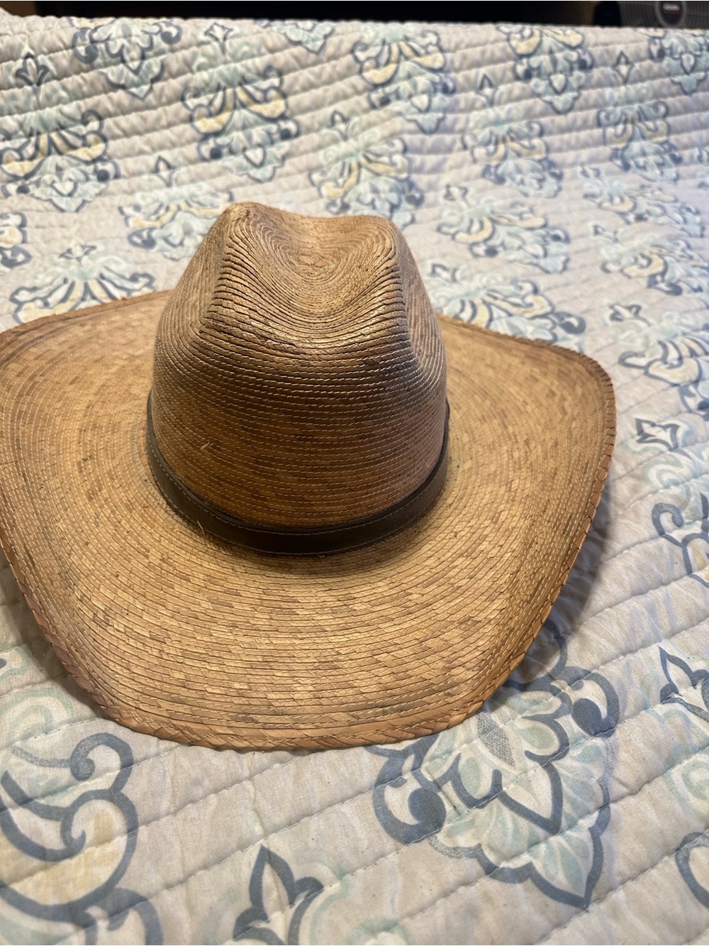 Men's Straw Western Hat with Dark Band - Natural Brown
